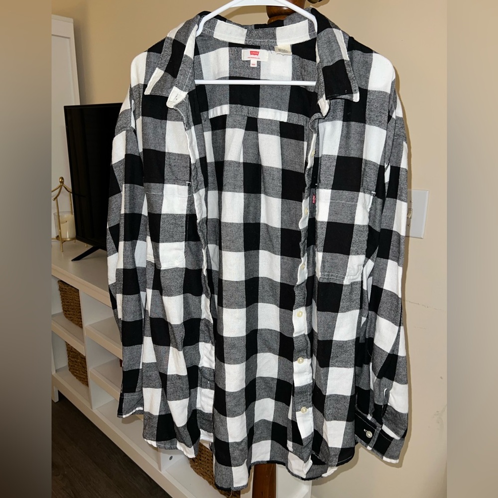Levi's Black and White Plaid Flannel